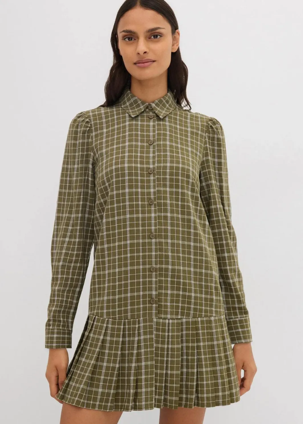 Damen bonprix Kleider|Hemdblusenkleid mit Karomuster