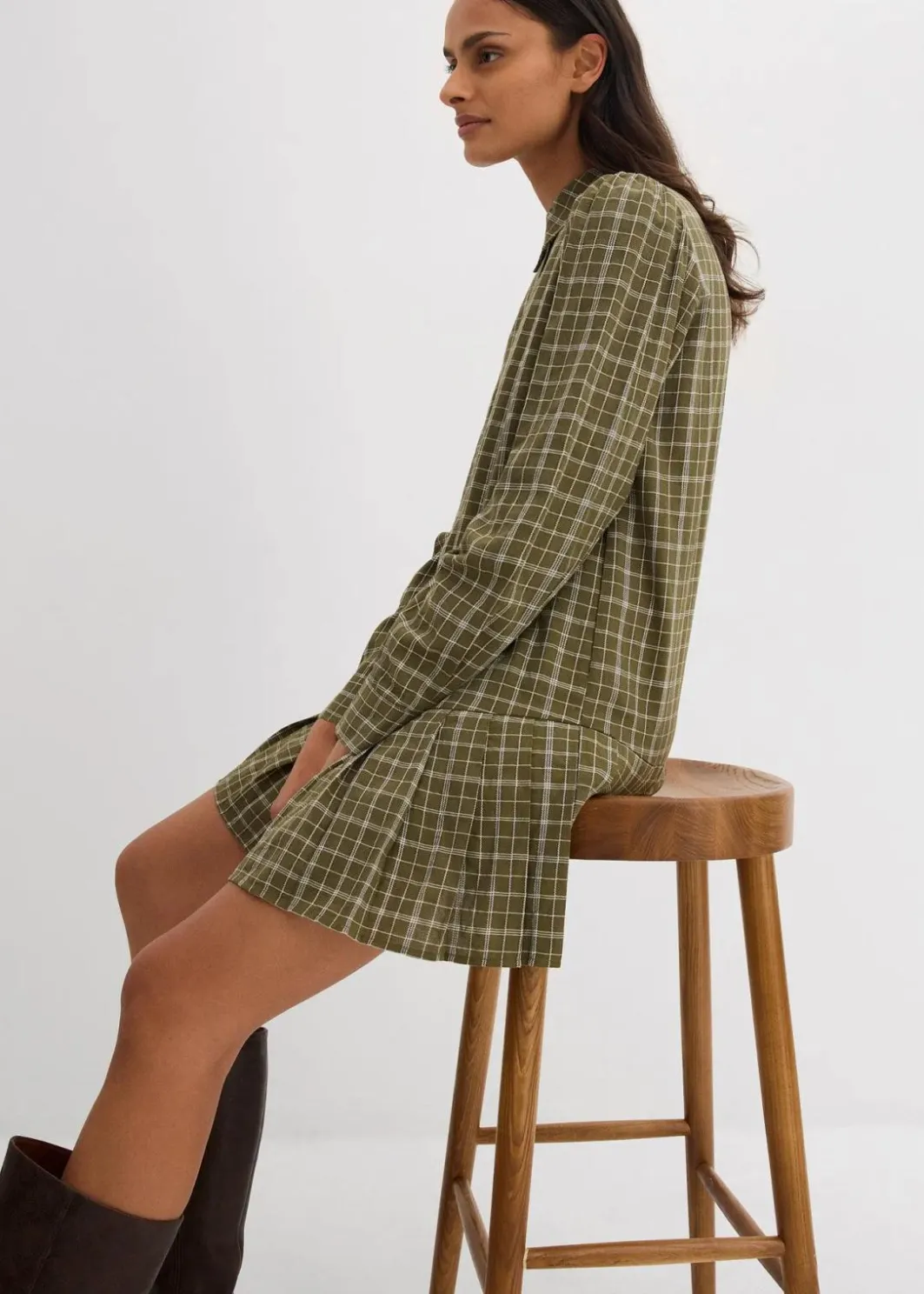 Damen bonprix Kleider|Hemdblusenkleid mit Karomuster