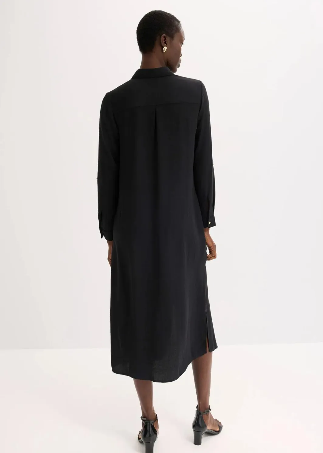Damen bonprix Kleider|Bekleidung·Pullover & Strickjacken|Hemdblusenkleid mit Leiterspitze