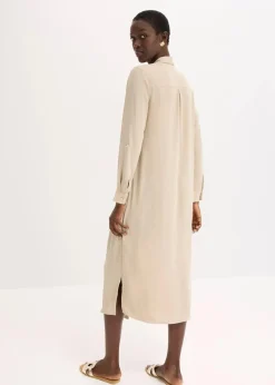 Damen bonprix Bekleidung·Pullover & Strickjacken|Kleider|Hemdblusenkleid mit Leiterspitze