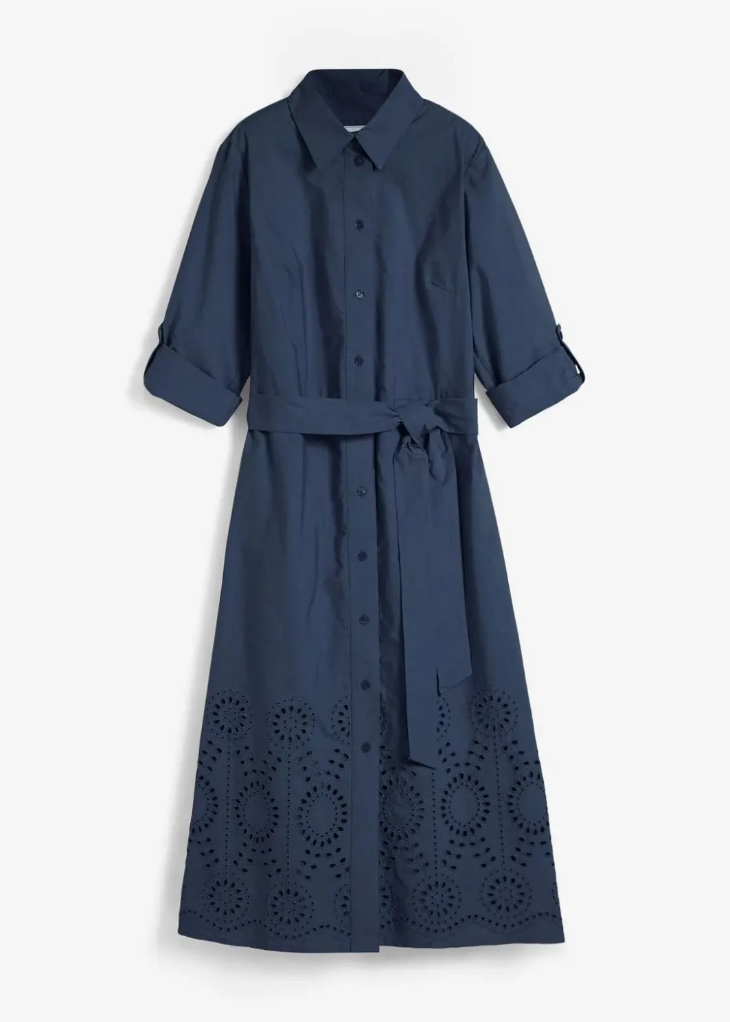 Online Hemdblusenkleid mit Lochstickerei Damen Kleider|Bekleidung·Pullover & Strickjacken