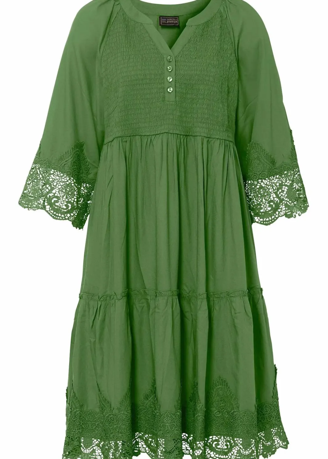 Damen bonprix Kleider|Bekleidung·Pullover & Strickjacken|Hemdblusenkleid mit Spitze