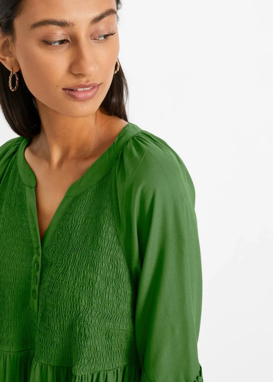 Damen bonprix Kleider|Bekleidung·Pullover & Strickjacken|Hemdblusenkleid mit Spitze
