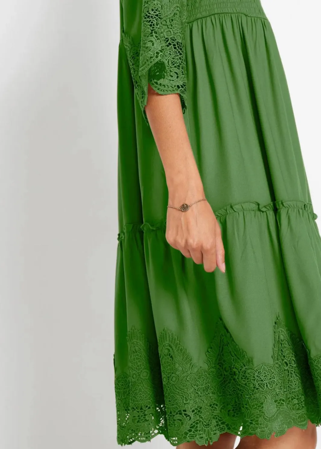 Damen bonprix Kleider|Bekleidung·Pullover & Strickjacken|Hemdblusenkleid mit Spitze