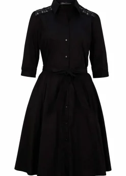 Hot Hemdblusenkleid mit Spitze und Bindeband Damen Kleider|Kurzgrößen