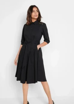 Hot Hemdblusenkleid mit Spitze und Bindeband Damen Kleider|Kurzgrößen