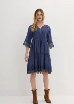 Hemdblusenkleid mit Spitze Damen Bekleidung·Pullover & Strickjacken|Kleider