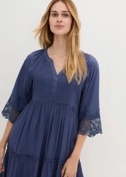 Hemdblusenkleid mit Spitze Damen Bekleidung·Pullover & Strickjacken|Kleider