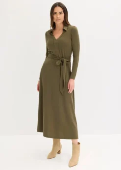 Damen bonprix Bekleidung·Pullover & Strickjacken|Kleider|Hemdblusenkleid mit Viskose