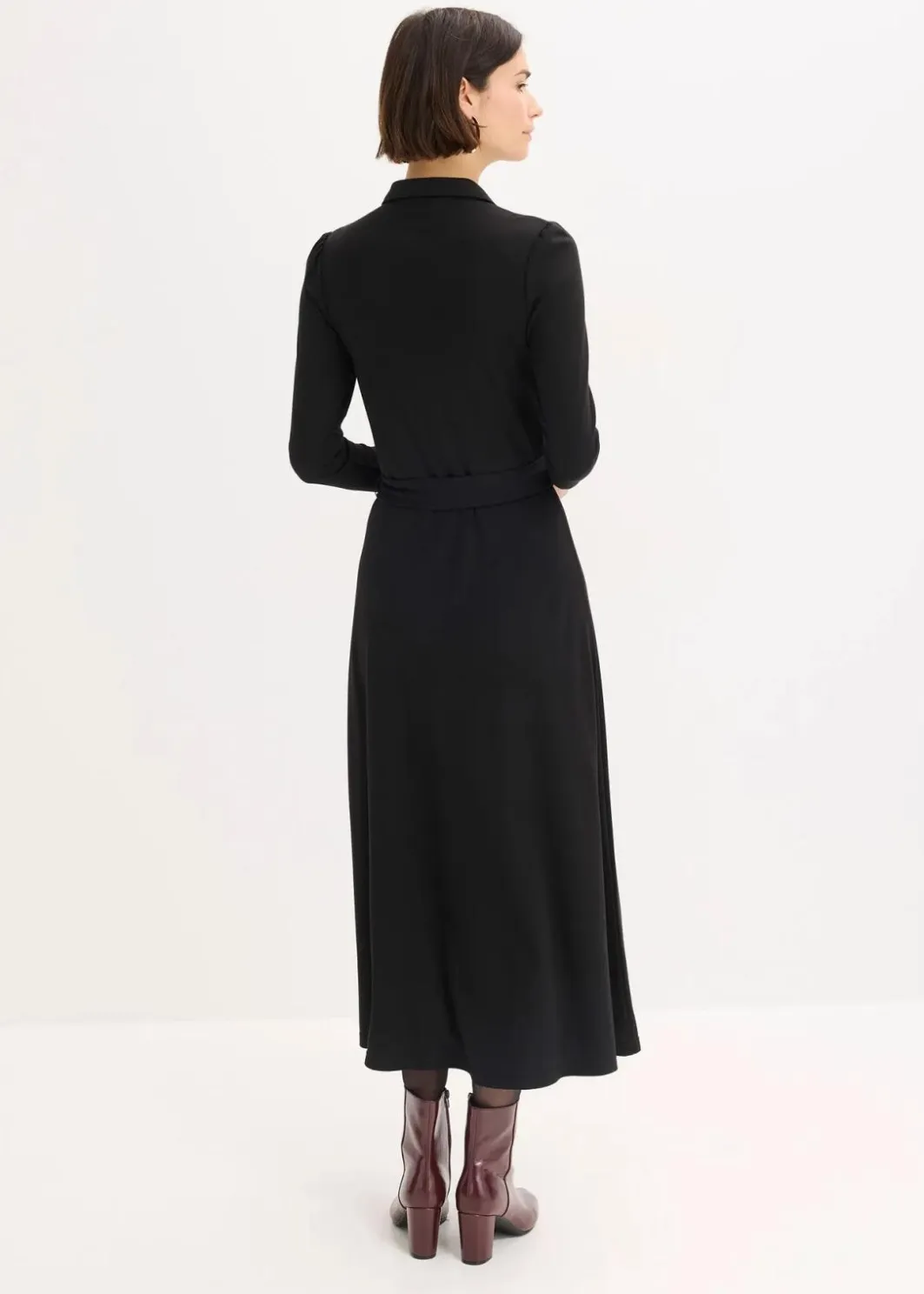 Damen bonprix Kleider|Bekleidung·Pullover & Strickjacken|Hemdblusenkleid mit Viskose
