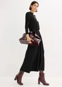 Damen bonprix Kleider|Bekleidung·Pullover & Strickjacken|Hemdblusenkleid mit Viskose