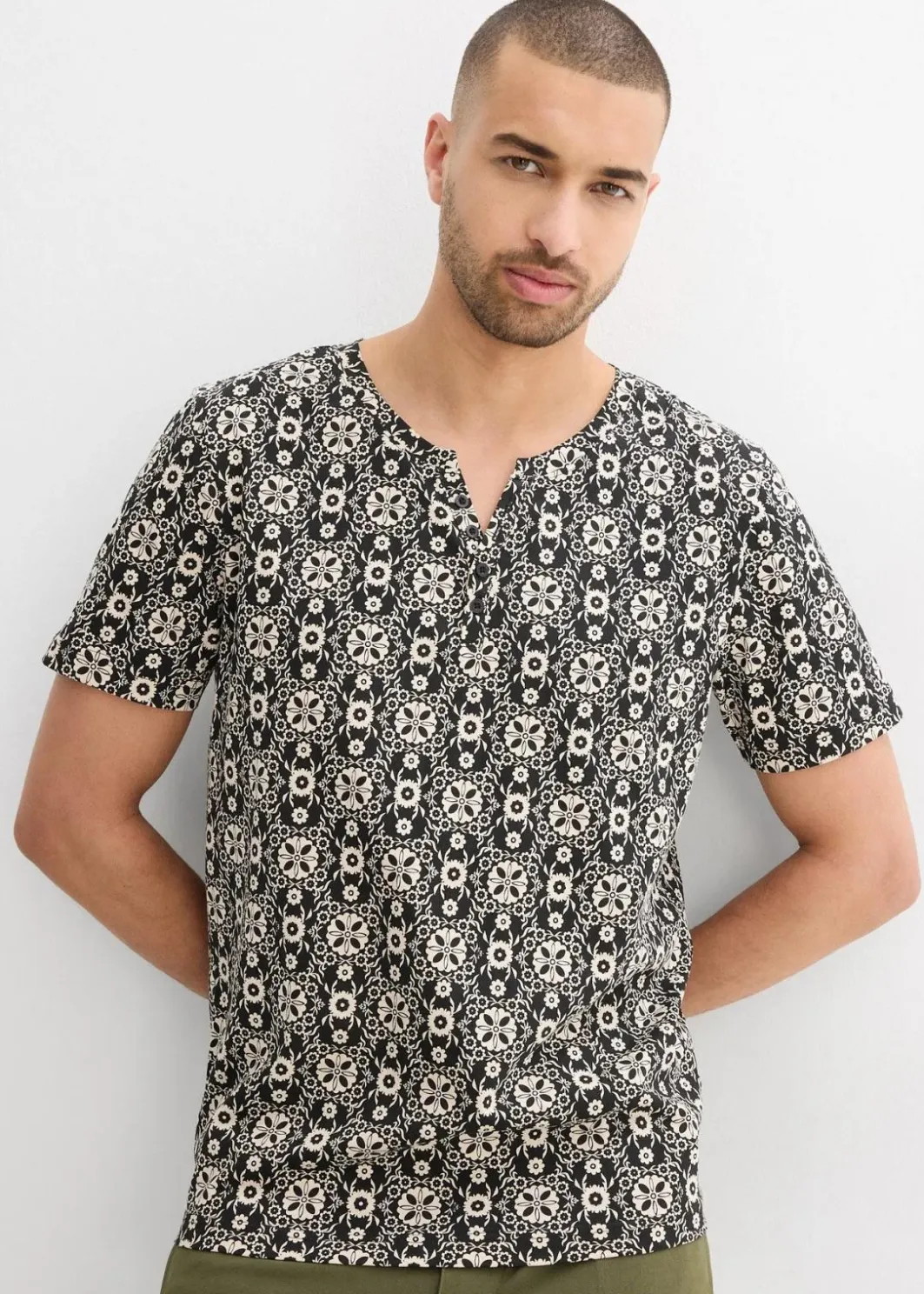 Outlet Henleyshirt aus reiner Baumwolle Herren Shirts & Polos|Große Größen