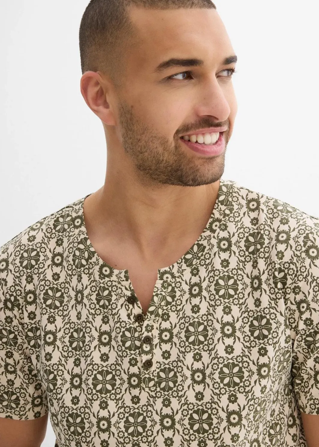 Herren bonprix Große Größen|Shirts & Polos|Henleyshirt aus reiner Baumwolle