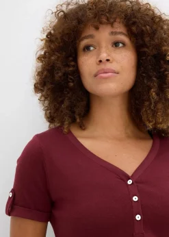 Damen bonprix Bekleidung·Röcke|Basics|Henleyshirt aus reiner Bio-Baumwolle