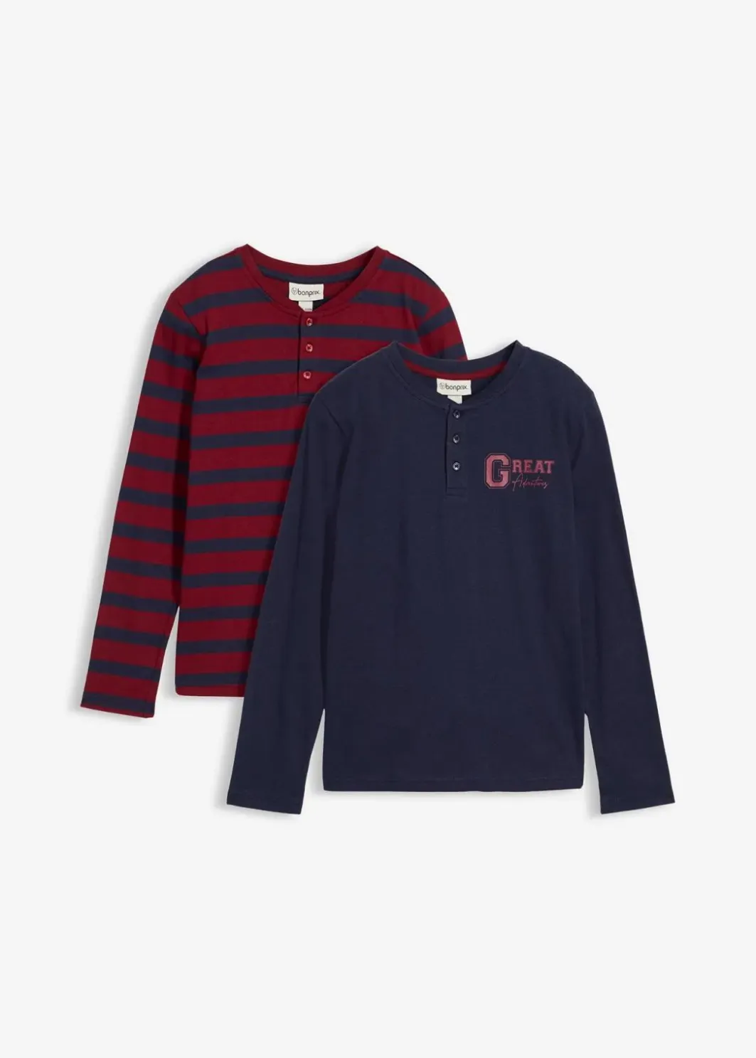 Online Henleyshirt aus reiner Bio-Baumwolle (2er Pack) Kinder Jungen 9-16 Jahre·Mehrfachpacks|Jungen 9-16 Jahre·Shirts