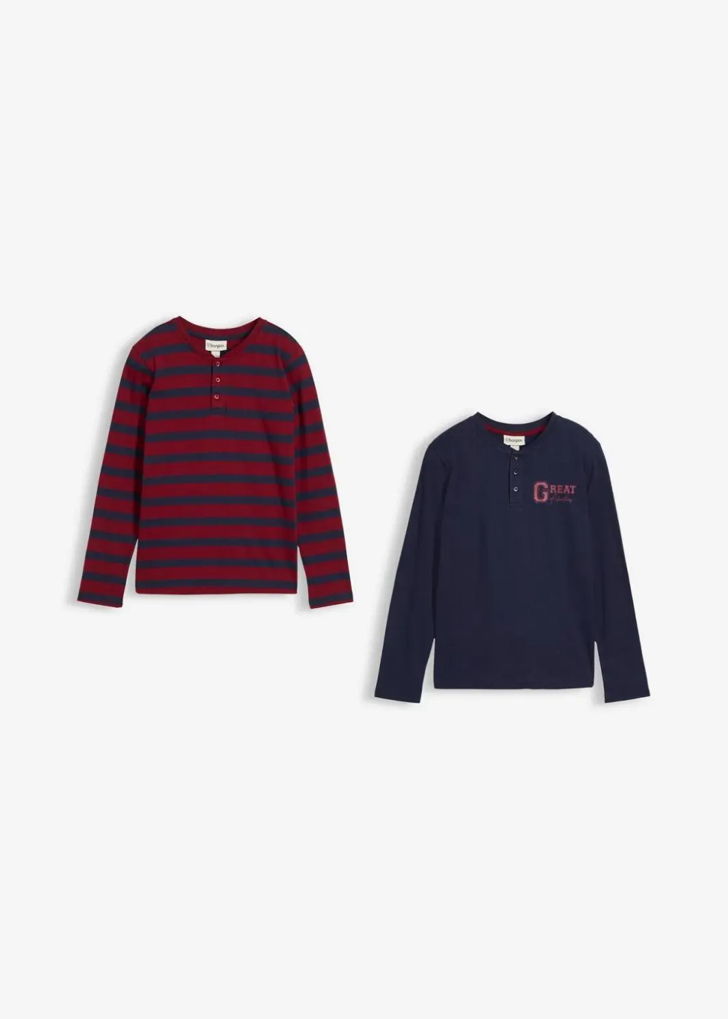 Online Henleyshirt aus reiner Bio-Baumwolle (2er Pack) Kinder Jungen 9-16 Jahre·Mehrfachpacks|Jungen 9-16 Jahre·Shirts