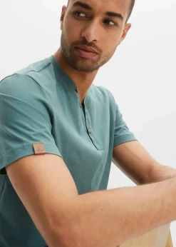 Herren bonprix Große Größen|Basics|Henleyshirt aus reiner Bio-Baumwolle (2er Pack)