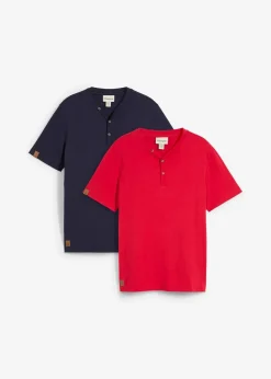 Herren bonprix Shirts & Polos|Basics|Henleyshirt aus reiner Bio-Baumwolle (2er Pack)