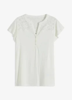 Damen bonprix Shirts & Tops|Nachhaltigere Materialien|Henleyshirt aus Viskose-Mix