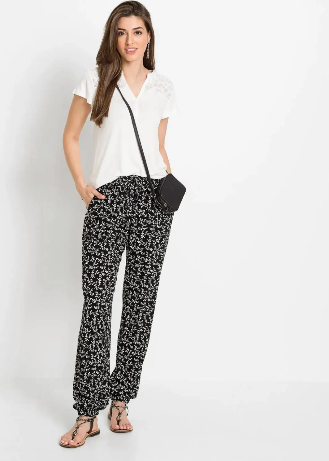 Damen bonprix Shirts & Tops|Nachhaltigere Materialien|Henleyshirt aus Viskose-Mix
