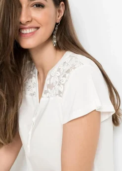 Damen bonprix Shirts & Tops|Nachhaltigere Materialien|Henleyshirt aus Viskose-Mix