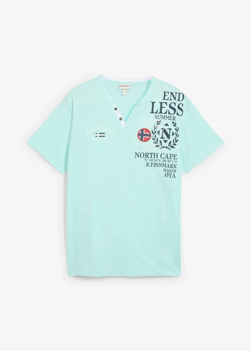 Herren bonprix Große Größen|Shirts & Polos|Henleyshirt, Kurzarm aus reiner Bio-Baumwolle