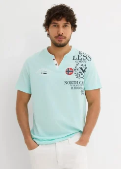 Herren bonprix Große Größen|Shirts & Polos|Henleyshirt, Kurzarm aus reiner Bio-Baumwolle
