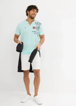 Herren bonprix Große Größen|Shirts & Polos|Henleyshirt, Kurzarm aus reiner Bio-Baumwolle