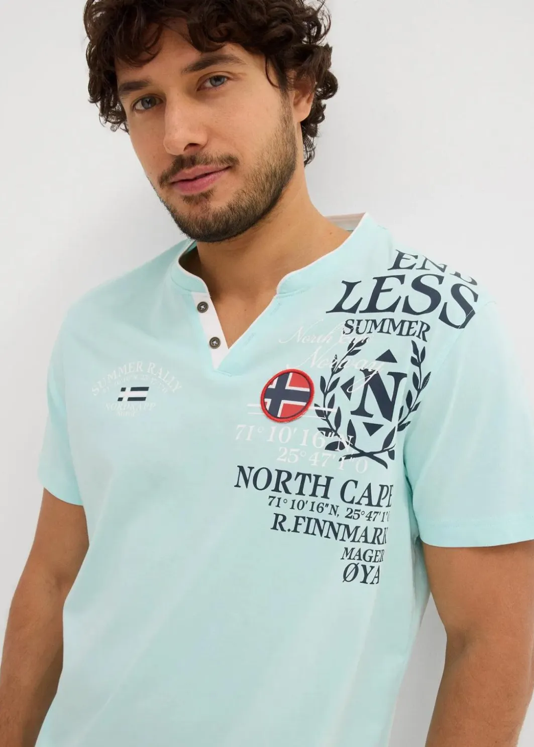 Herren bonprix Große Größen|Shirts & Polos|Henleyshirt, Kurzarm aus reiner Bio-Baumwolle