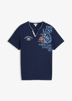Herren bonprix Shirts & Polos|Große Größen|Henleyshirt, Kurzarm aus reiner Bio-Baumwolle