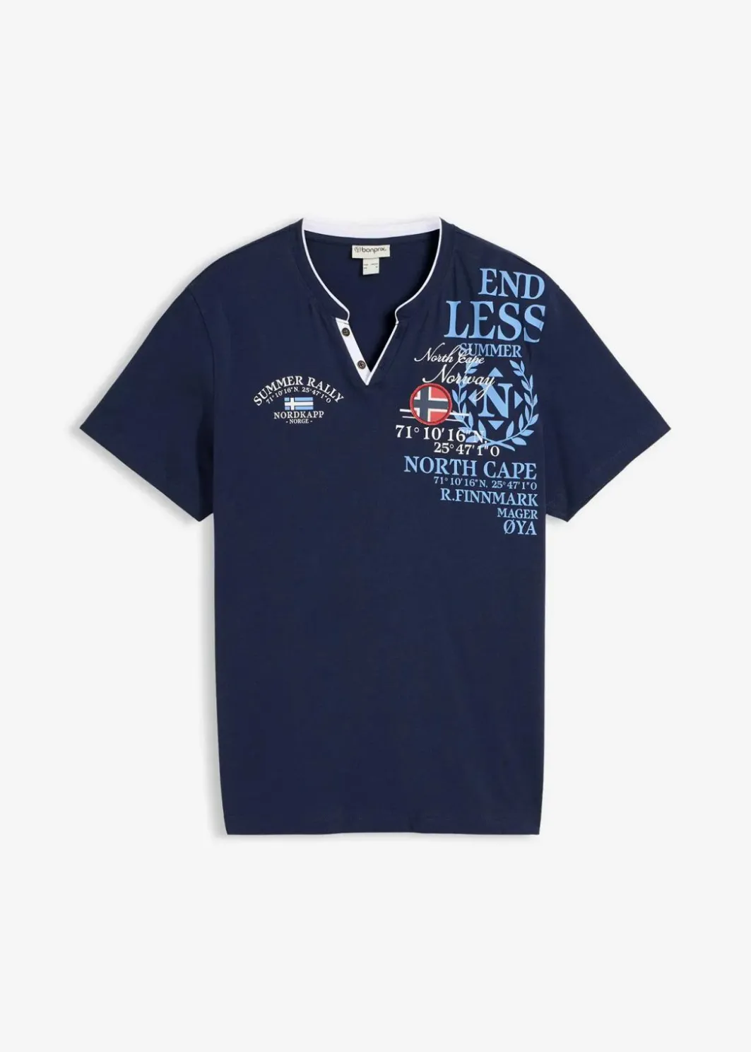 Herren bonprix Shirts & Polos|Große Größen|Henleyshirt, Kurzarm aus reiner Bio-Baumwolle