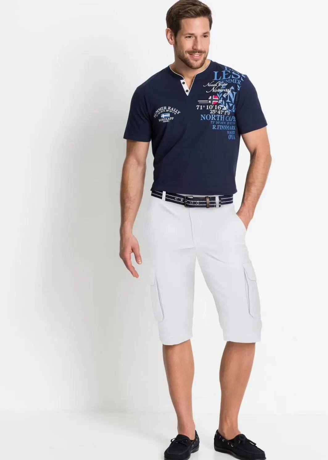 Herren bonprix Shirts & Polos|Große Größen|Henleyshirt, Kurzarm aus reiner Bio-Baumwolle