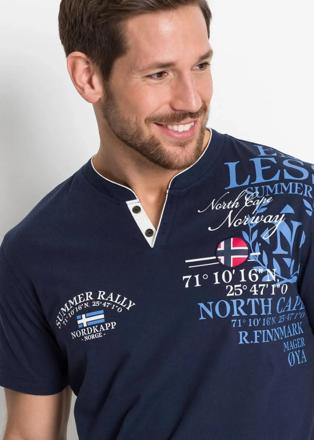 Herren bonprix Shirts & Polos|Große Größen|Henleyshirt, Kurzarm aus reiner Bio-Baumwolle
