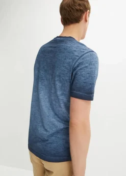 Herren bonprix Große Größen|Shirts & Polos|Henleyshirt, Kurzarm aus reiner Bio-Baumwolle in gewaschener Optik