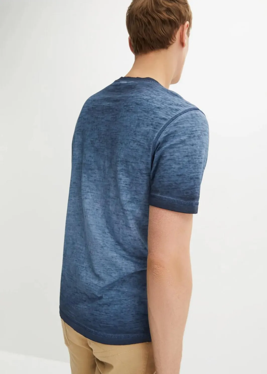 Herren bonprix Große Größen|Shirts & Polos|Henleyshirt, Kurzarm aus reiner Bio-Baumwolle in gewaschener Optik