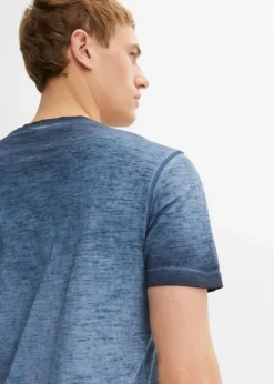 Herren bonprix Große Größen|Shirts & Polos|Henleyshirt, Kurzarm aus reiner Bio-Baumwolle in gewaschener Optik