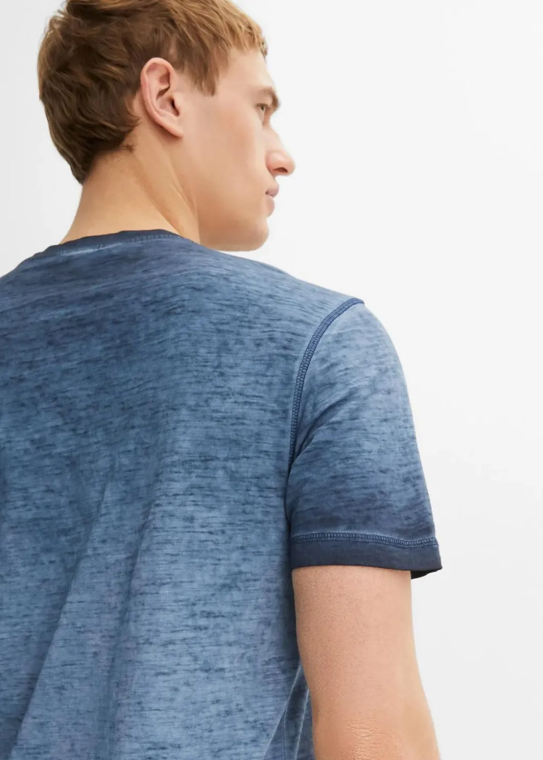 Herren bonprix Große Größen|Shirts & Polos|Henleyshirt, Kurzarm aus reiner Bio-Baumwolle in gewaschener Optik