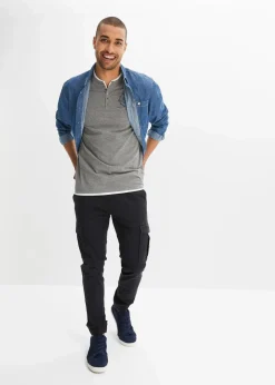 Herren bonprix Große Größen|Shirts & Polos|Henleyshirt, Kurzarm (2er Pack) aus reiner Bio-Baumwolle