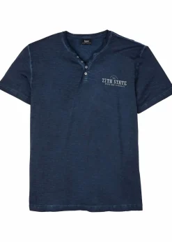 Online Henleyshirt, Kurzarm in gewaschener Optik aus reiner Bio-Baumwolle Herren Große Größen|Shirts & Polos