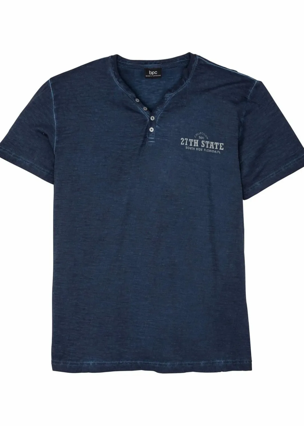 Online Henleyshirt, Kurzarm in gewaschener Optik aus reiner Bio-Baumwolle Herren Große Größen|Shirts & Polos