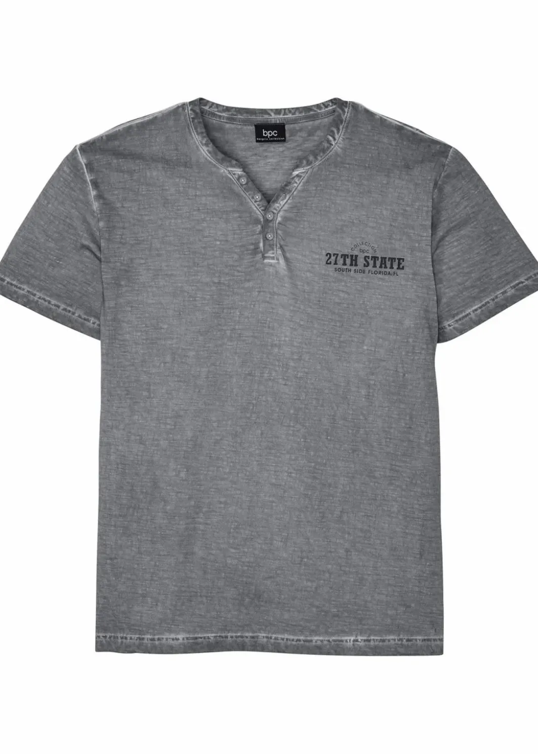 Online Henleyshirt, Kurzarm in gewaschener Optik aus reiner Bio-Baumwolle Herren Shirts & Polos|Große Größen