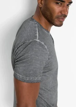 Online Henleyshirt, Kurzarm in gewaschener Optik aus reiner Bio-Baumwolle Herren Shirts & Polos|Große Größen