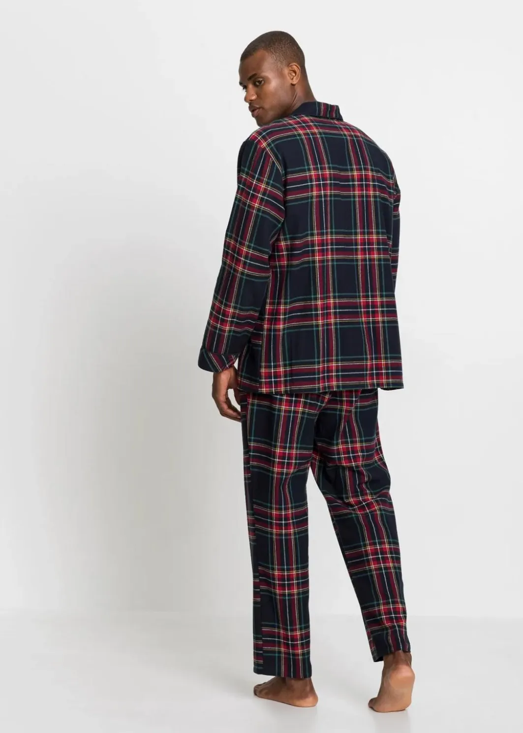 Herren bonprix Pyjamas|Große Größen|Herren Pyjama aus weichem Flanell mit Knopfleiste