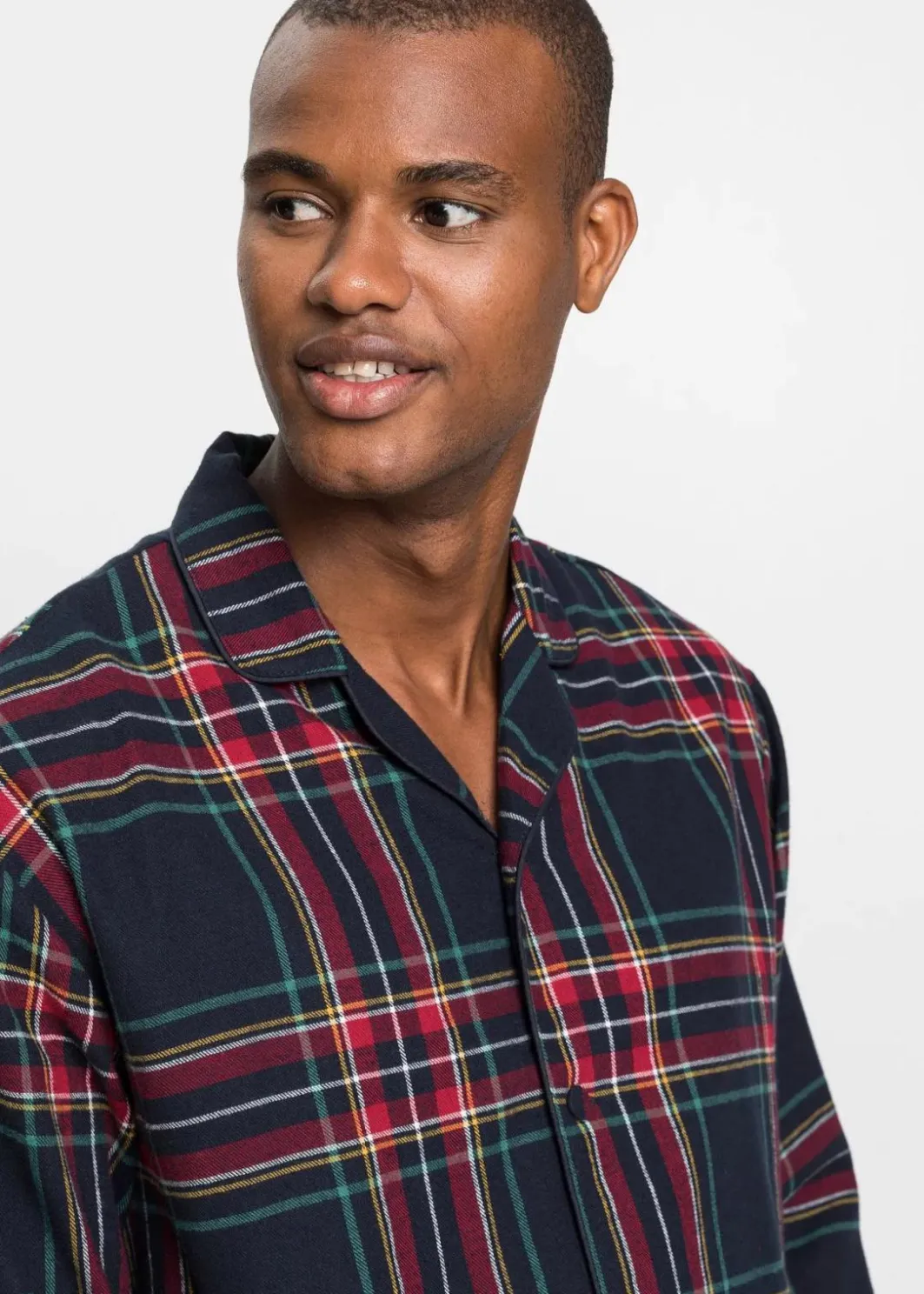 Herren bonprix Pyjamas|Große Größen|Herren Pyjama aus weichem Flanell mit Knopfleiste