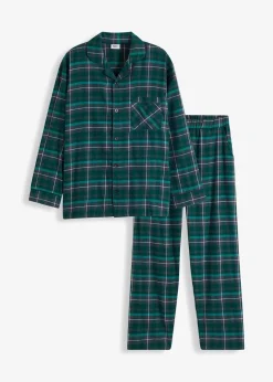 Herren bonprix Pyjamas|Große Größen|Herren Pyjama aus weichem Flanell mit Knopfleiste und langen Ärmeln