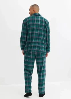 Herren bonprix Pyjamas|Große Größen|Herren Pyjama aus weichem Flanell mit Knopfleiste und langen Ärmeln