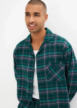 Herren bonprix Pyjamas|Große Größen|Herren Pyjama aus weichem Flanell mit Knopfleiste und langen Ärmeln