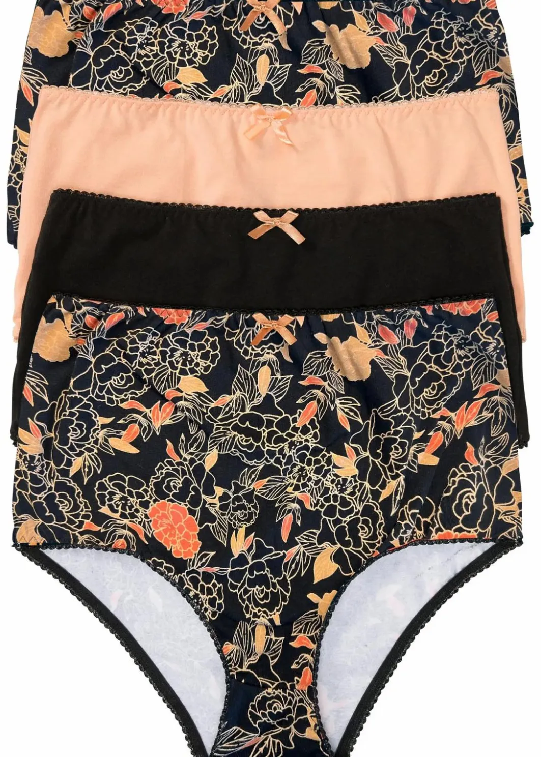 Damen bonprix Wäsche·Baumwollunterwäsche|Wäsche·Höschen|Highwaist Slip (4er Pack)