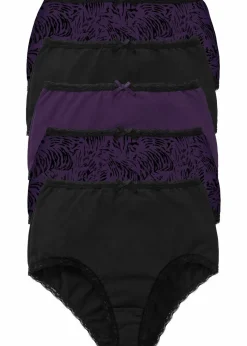Damen bonprix Wäsche·Baumwollunterwäsche|Wäsche·Höschen|Highwaist Slip (5er Pack)