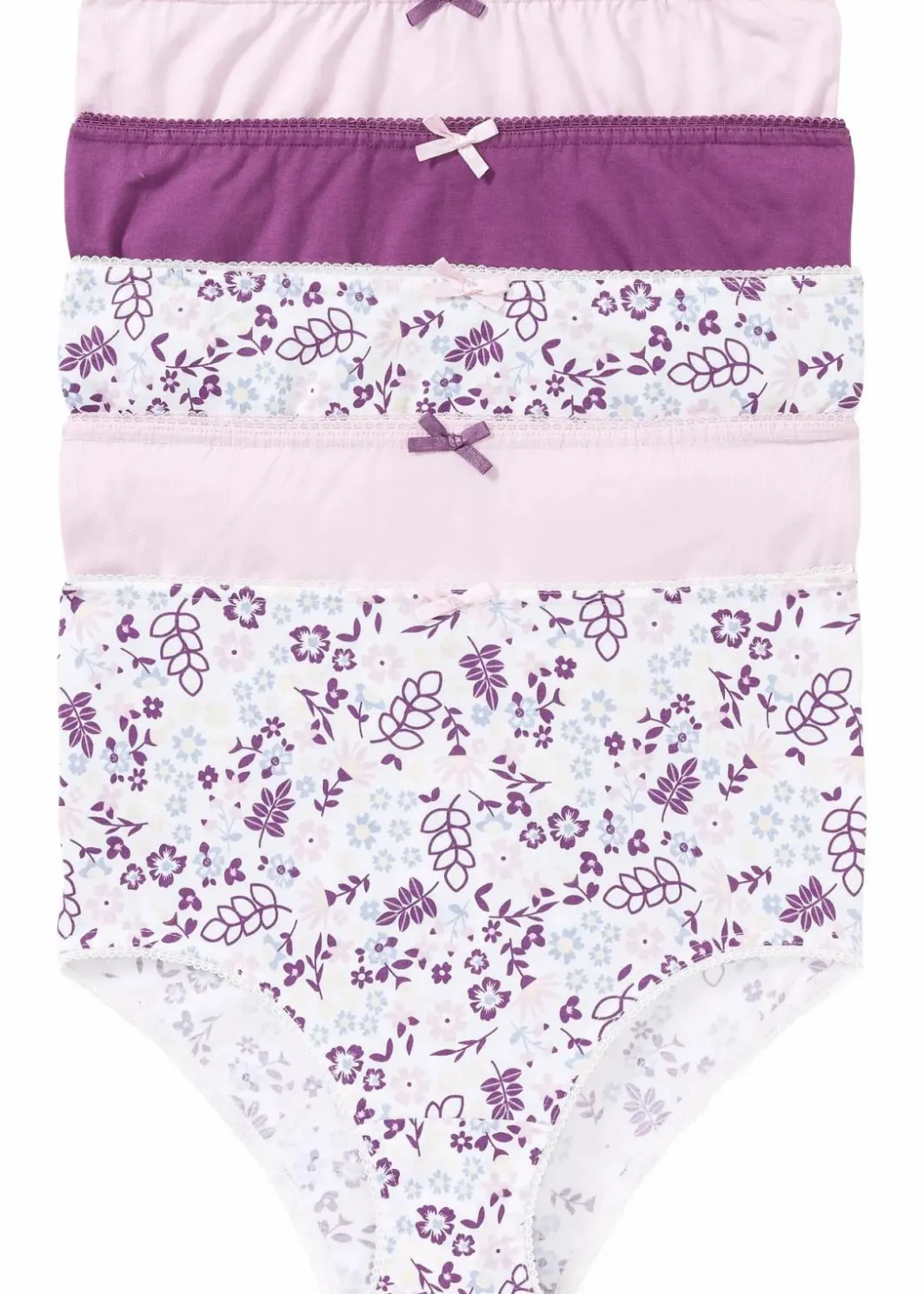 Damen bonprix Wäsche·Baumwollunterwäsche|Wäsche·Höschen|Highwaist Slip (5er Pack)
